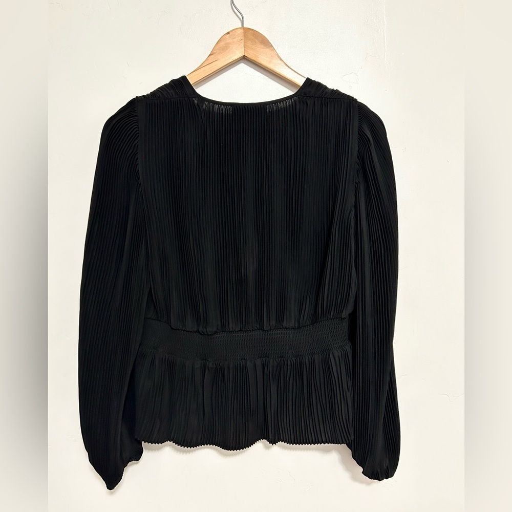 The Kooples black blouse size 2 accordion material - Picture 2 of 8
